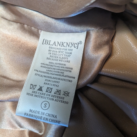 BlankNYC FAUX LEATHER BOMBER JACKET WITH REMOVABLE HOOD - Picture 5 of 11